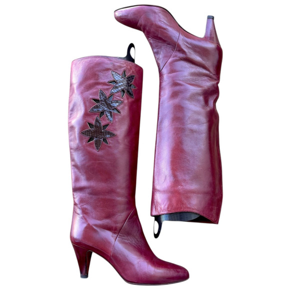 Bruno Magli Women’s Leather Tall Heeled Boots Size 9.5 (40) Burgundy• Italian - Picture 2 of 15